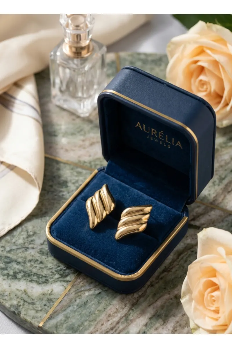 316L Çelik Gold Renk Motif Model Küpe