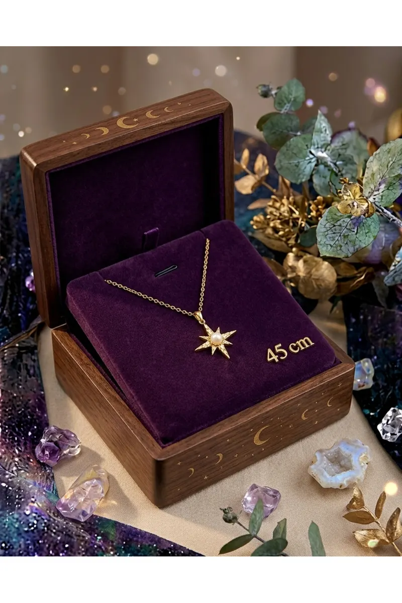 316L Çelik Zincir Gold Renk Kutup Yıldızı Model Kolye