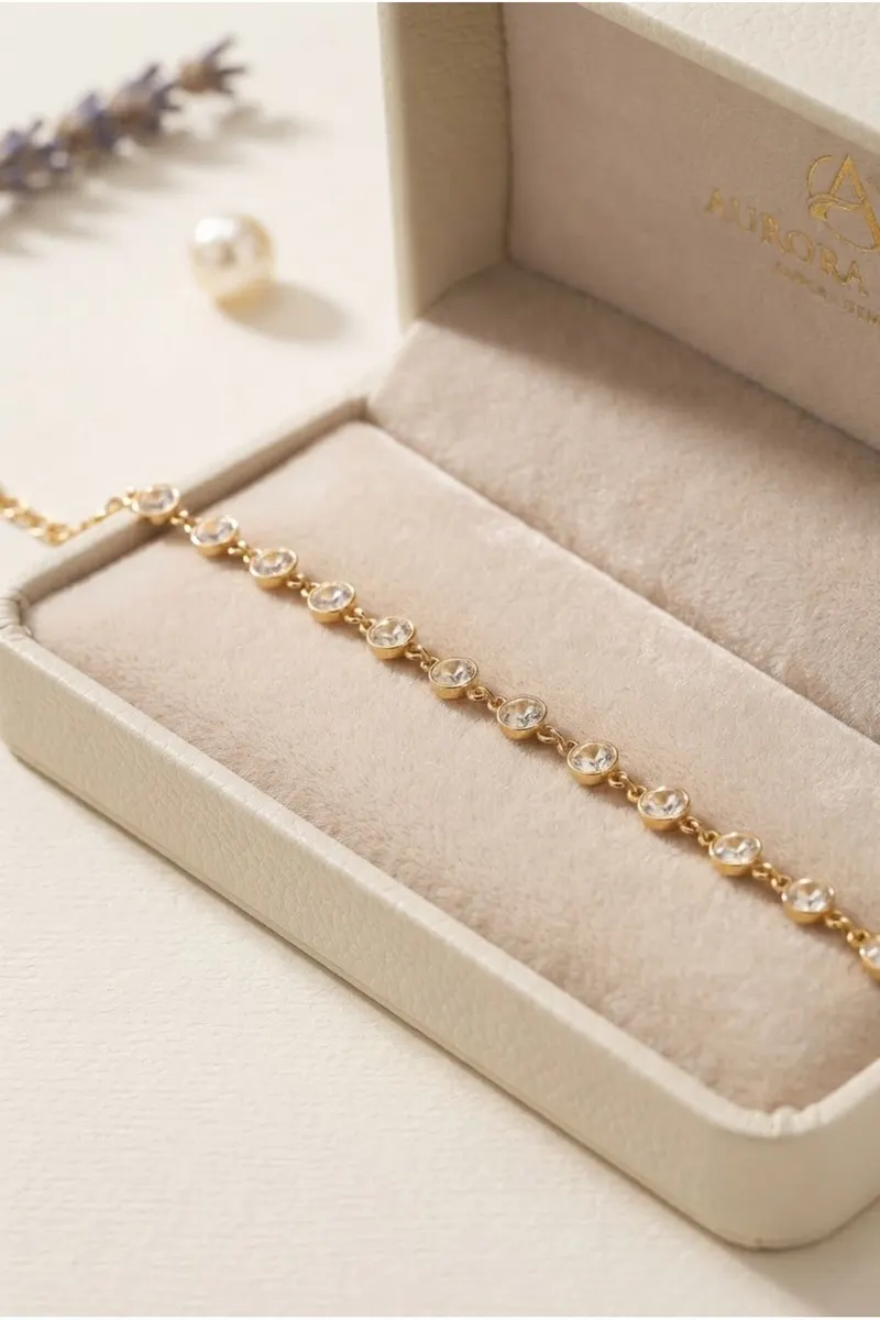Pirinç Gold Renk Zirkon Taşlı Bileklik