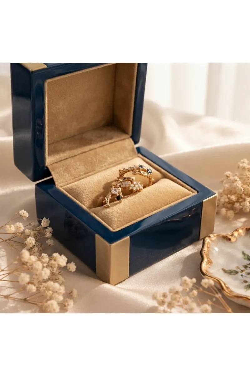 Pirinç Gold Renk Asimetrik Tasarım Ayarlanabilir 3'lü Çelik Yüzük Set