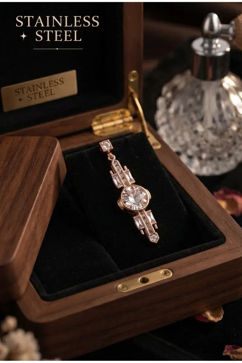 Rose Renk Zirkon Taşlı Geometrik Sallantılı Küpe