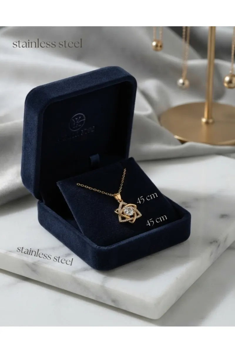 316L Çelik Zincir Gold Renk Yıldız Model Kolye
