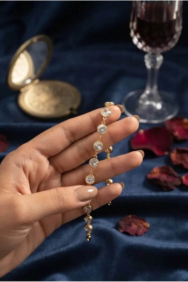 Pirinç Gold Renk Zirkon Taşlı Bileklik
