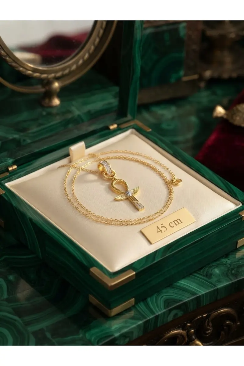 316L Çelik Zincir Gold Renk Zirkon Taşlı Kadın Model Kolye
