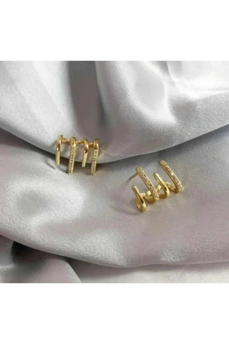 316L Gold Renk Modern Tasarımlı Antialerjik Çelik Küpe
