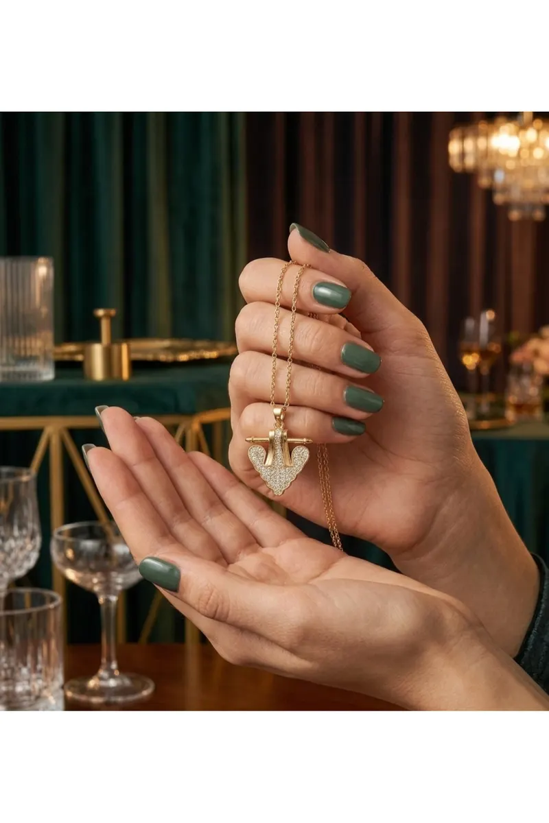 316L Çelik Zincir Gold Renk Serenay Model Kolye
