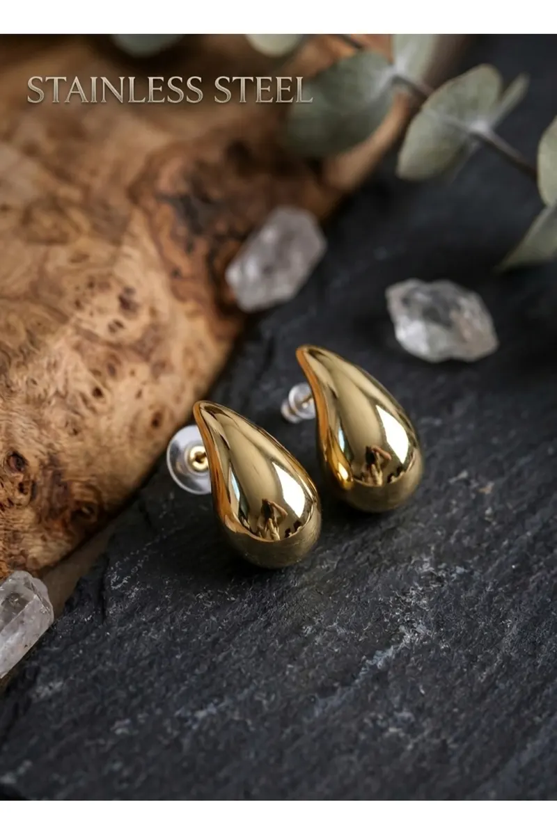Gold Renk Damla Model Küpe 30 Mm