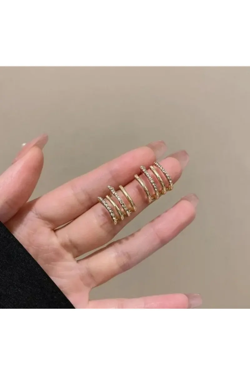 316L Gold Renk Modern Tasarımlı Antialerjik Çelik Küpe
