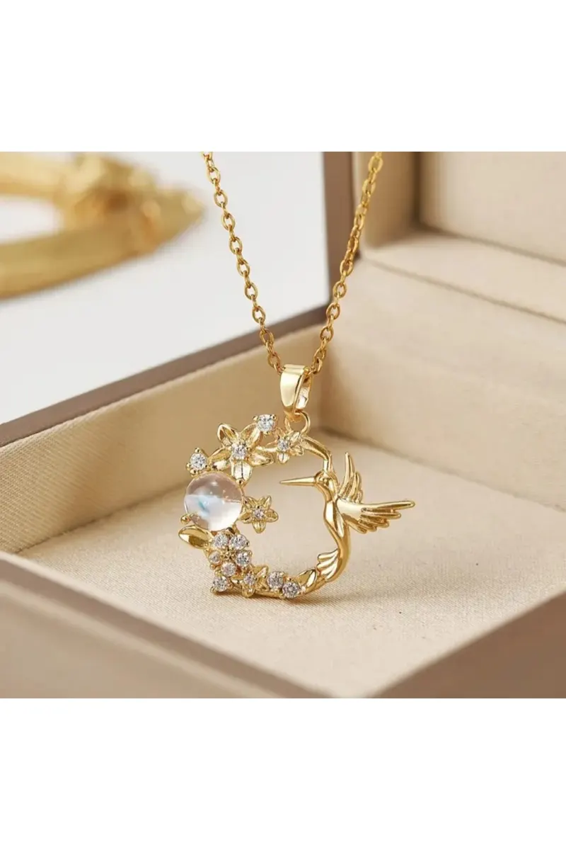 Vip Gold Renk 18k Altın Kaplama Kuşkonmaz Model Kolye
