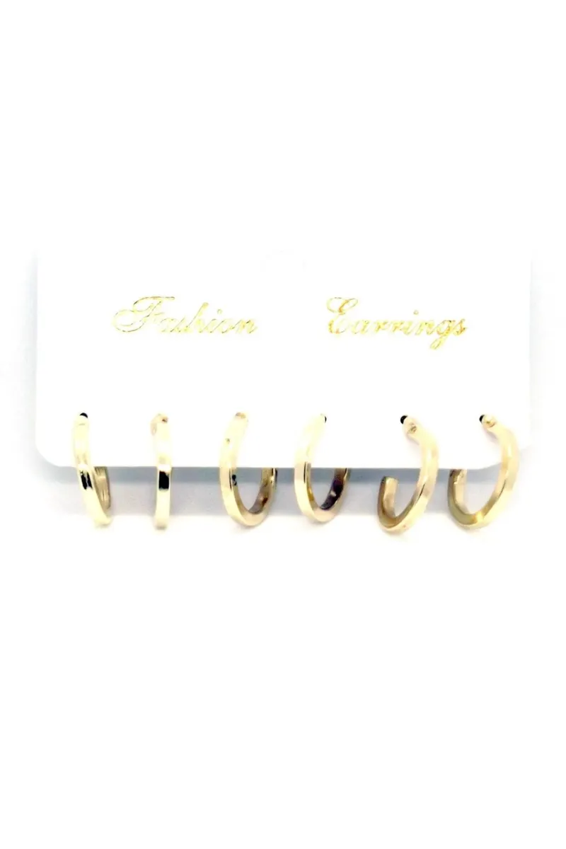 Gold Renk 6 Adet Halka Küpe Set