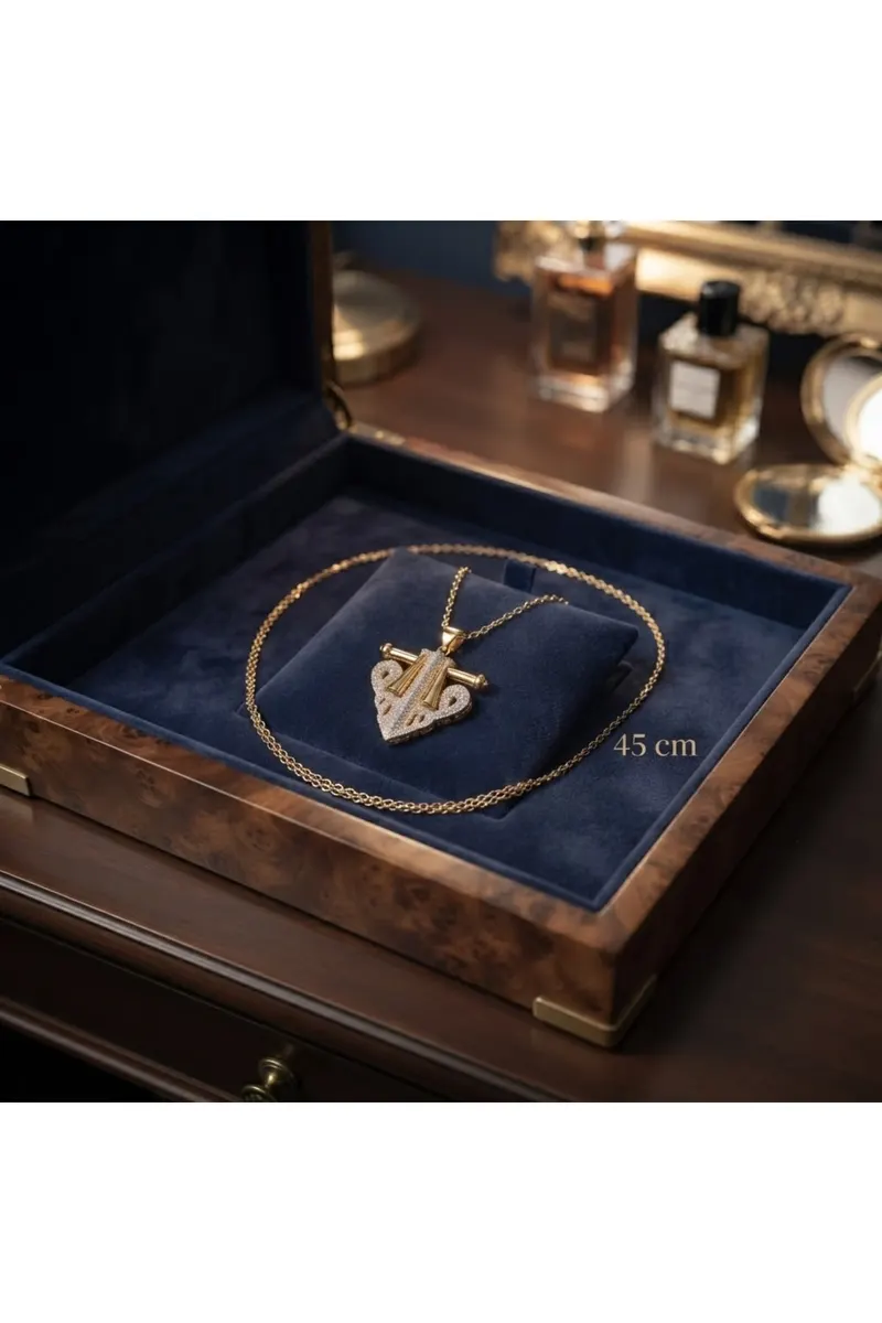 Gold Renk Beyaz Zirkon Taşlı Serenay Model Kolye