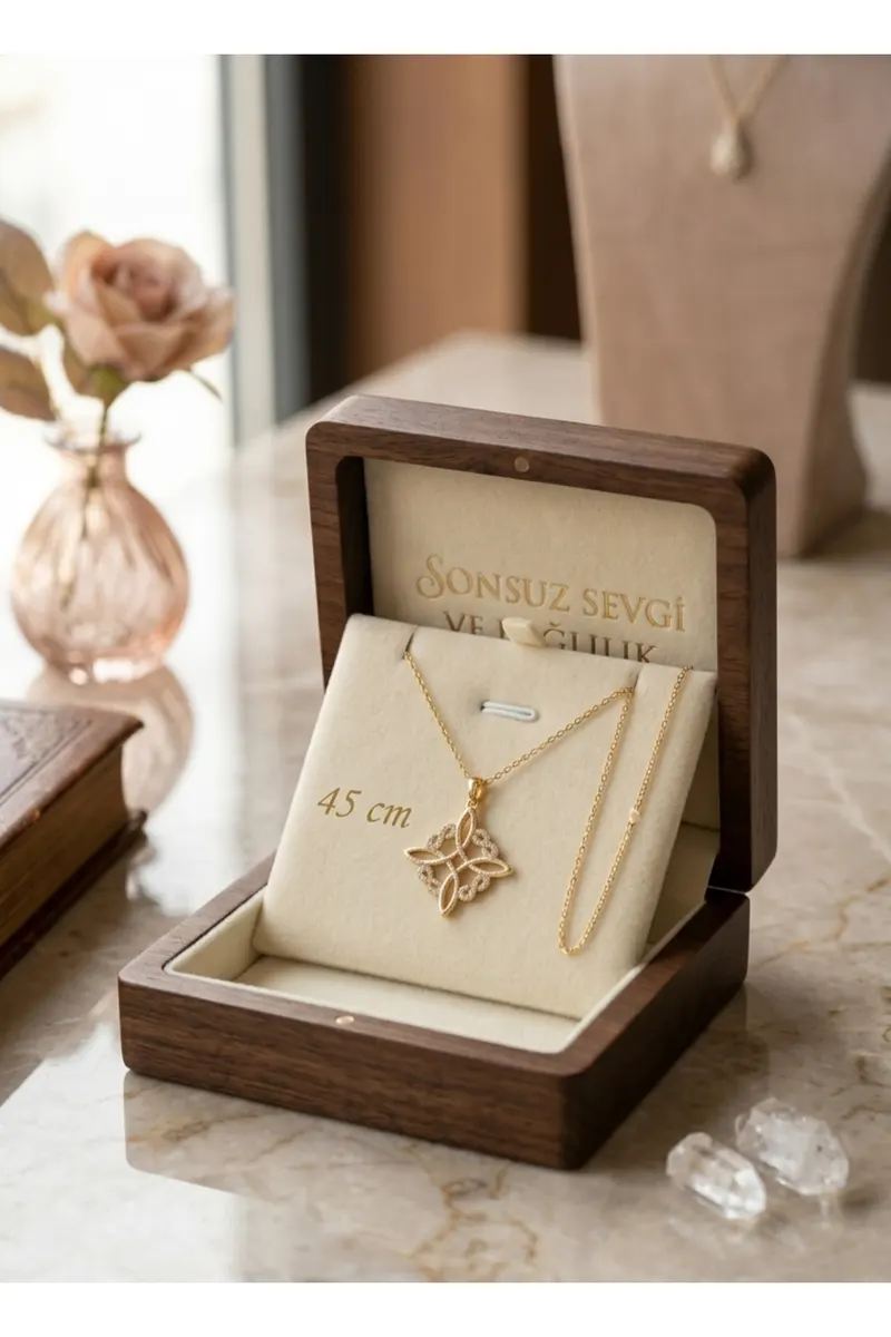 316L Çelik Zincir Gold Renk Sonsuzluk Model Zirkon Taşlı Kolye