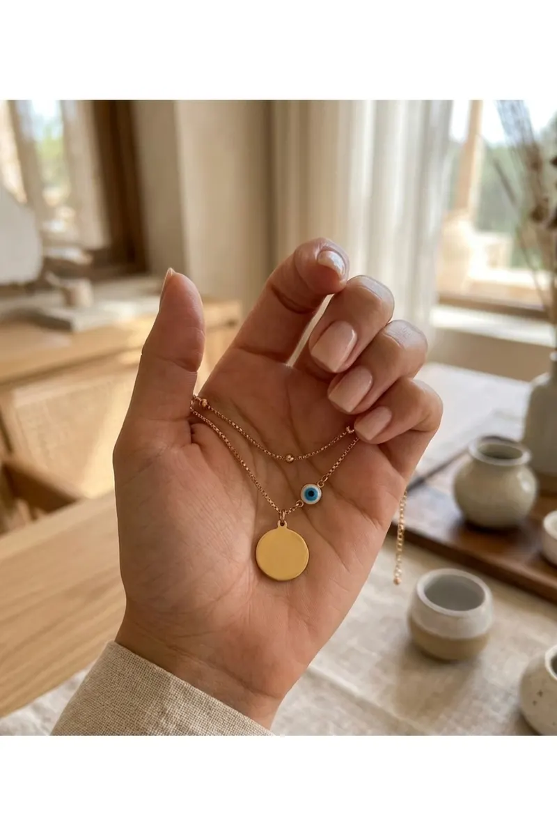 Gold Renk Zirkon Pul Model Singapur ve Top Zincir Çelik Halhal