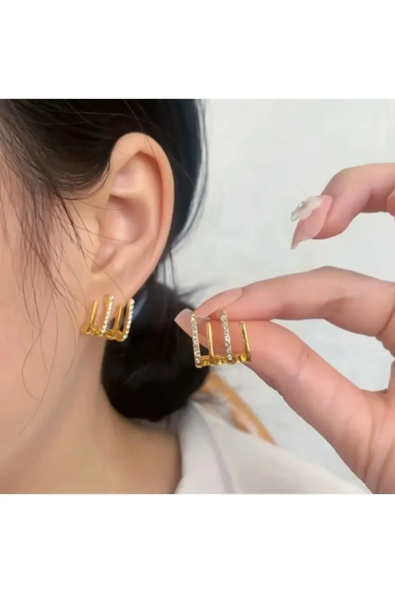 316L Gold Renk Modern Tasarımlı Antialerjik Çelik Küpe
