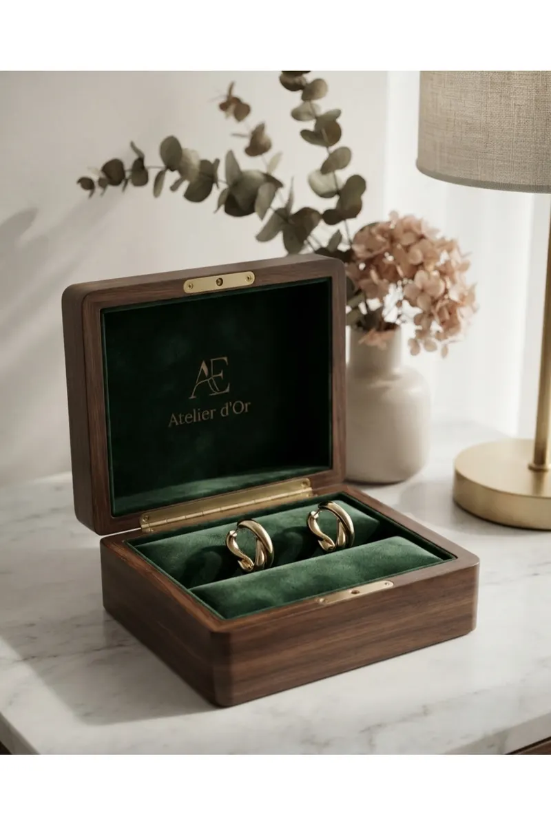 316L Çelik Gold Renk Asimetrik Halka Model Küpe