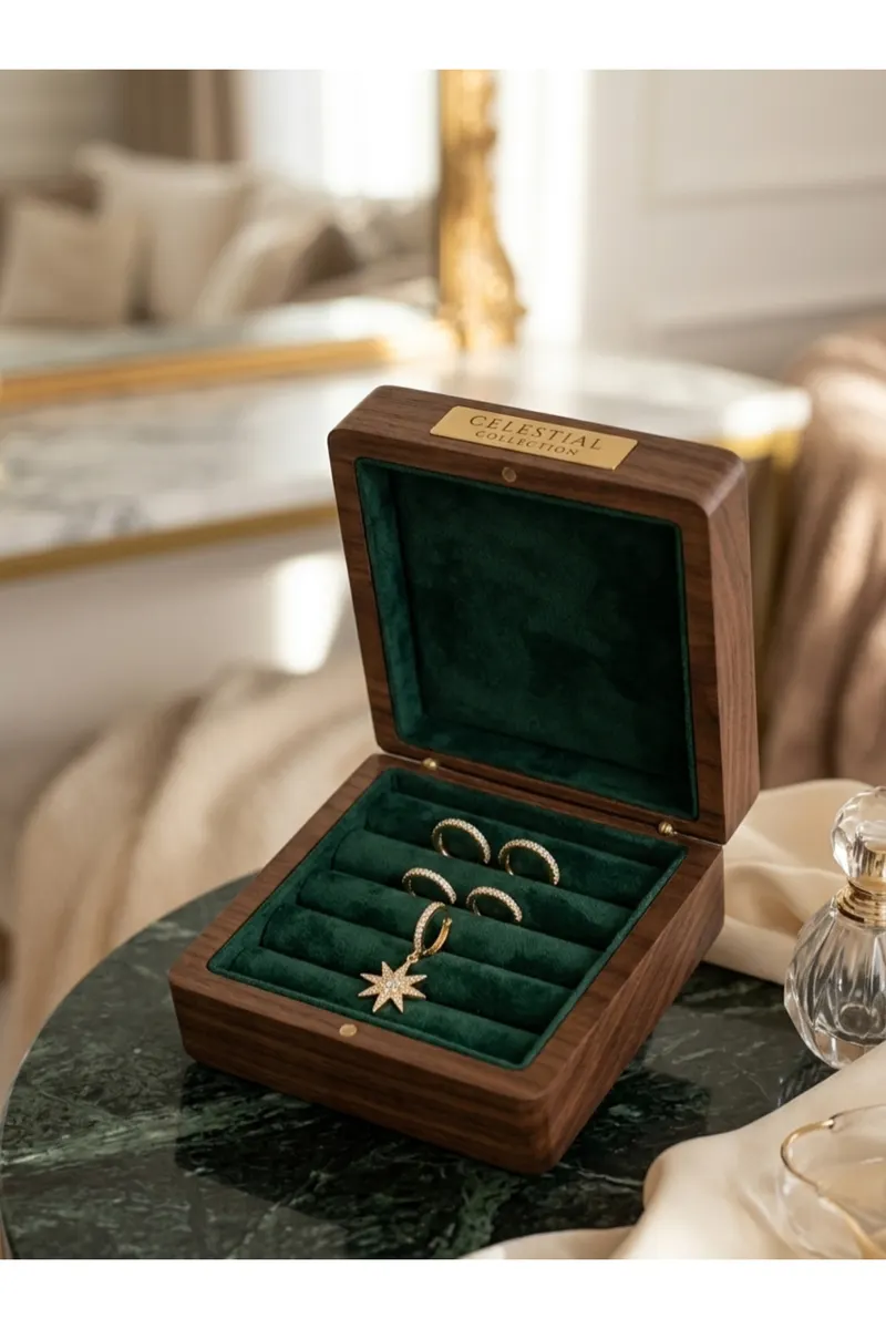 Pirinç Zirkon Taşlı Kutup Yıldızı Model Gold Renk 3'lü Küpe Set
