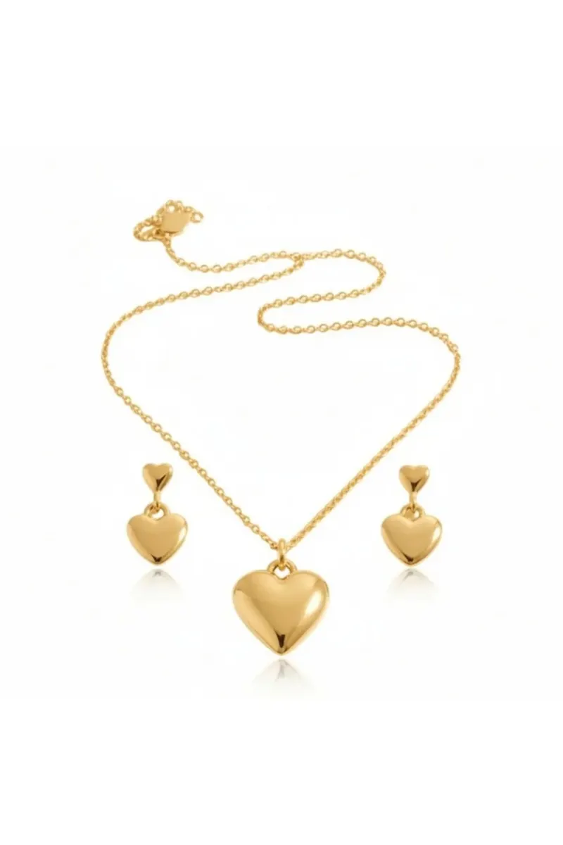 Gold Renk Kararmaz Minimal Kolye Küpe Set