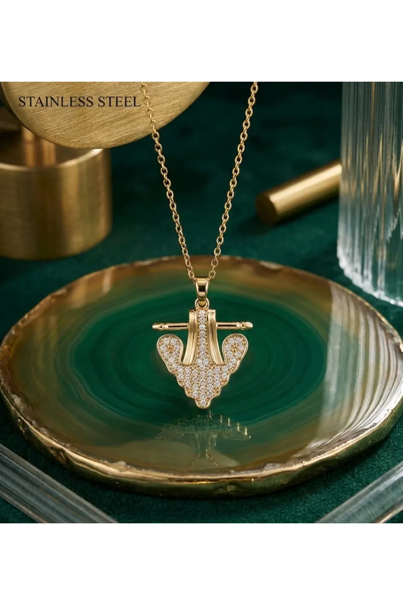 316L Çelik Zincir Gold Renk Serenay Model Kolye