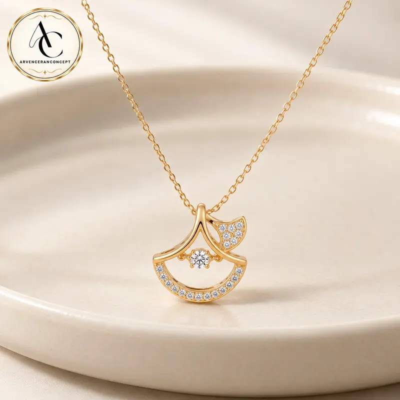 gold renk zirkon taşlı kolye