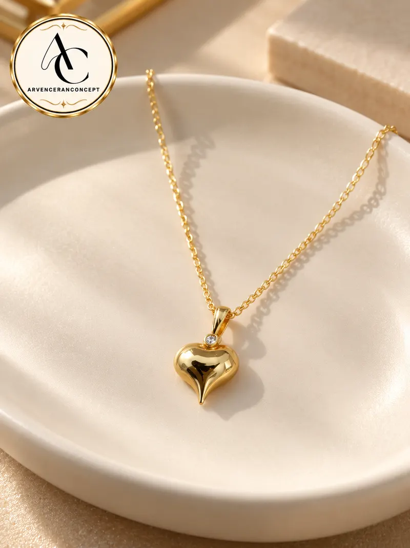 gold renk kalp model kolye