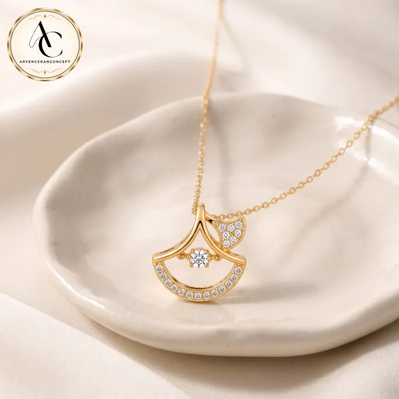 gold renk zirkon taşlı kolye