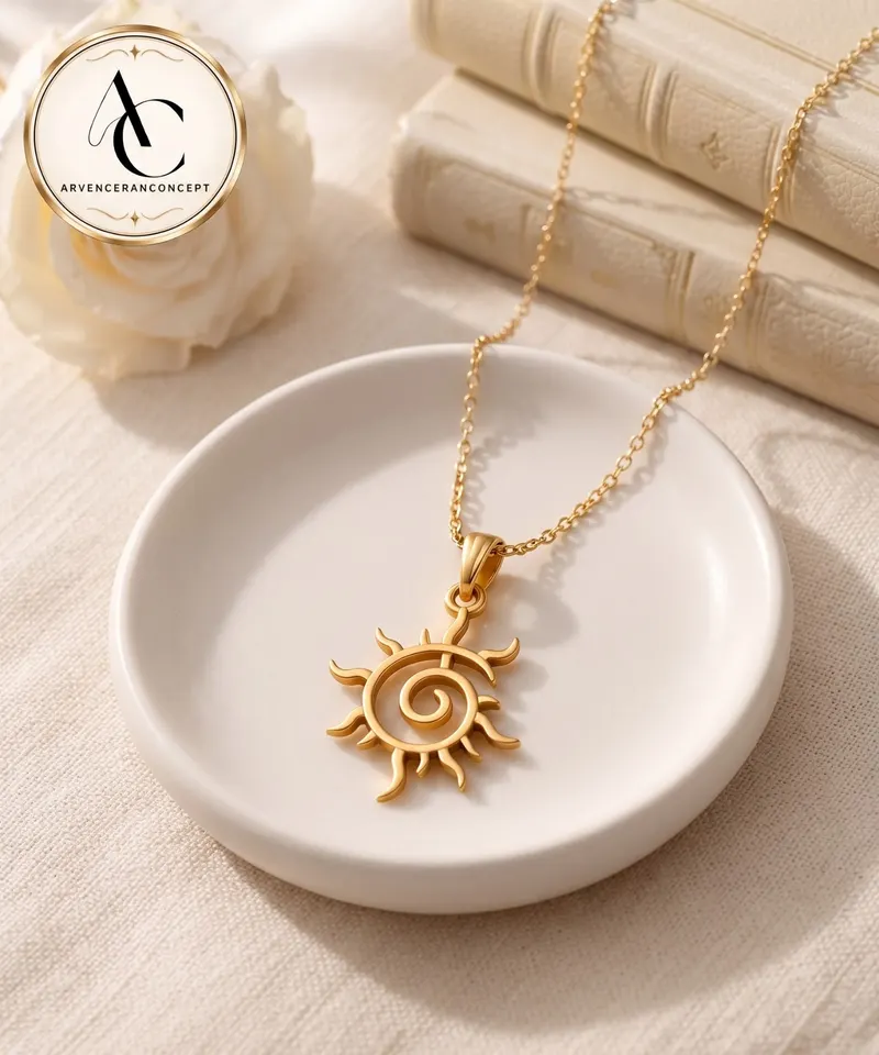 gold renk güneş model kolye