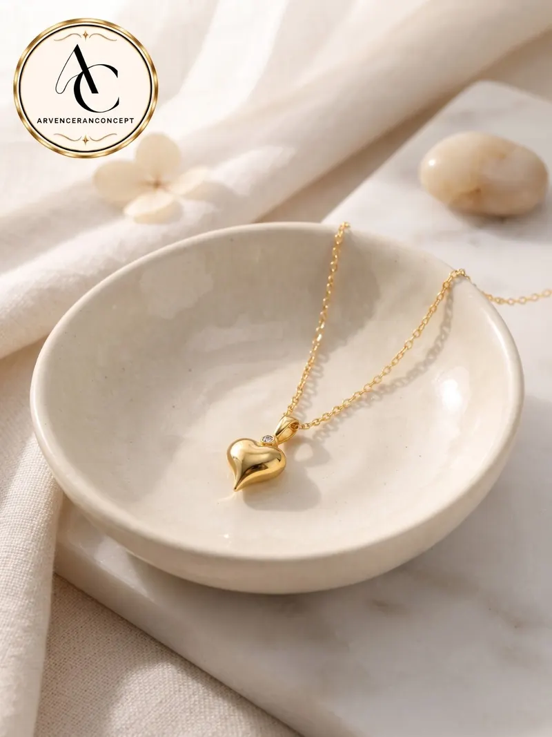 gold renk kalp model kolye