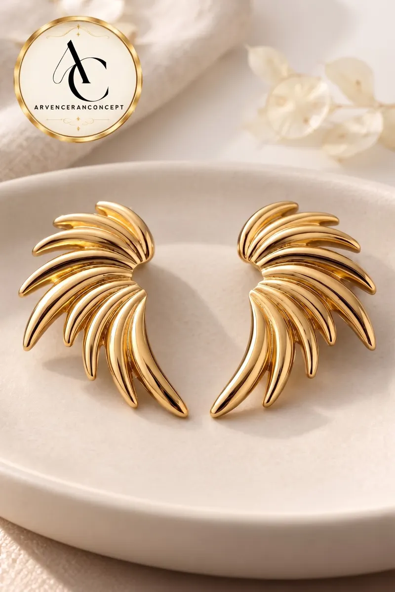 gold renk melek kanadı küpe
